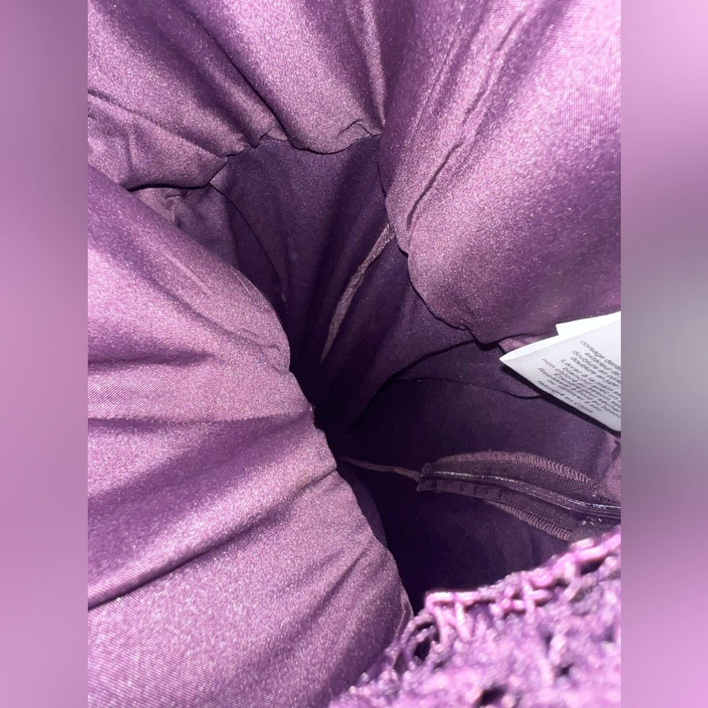 David’s Bridal Dark Purple Floral polyester long formal dress size 0 - Picture 15 of 16